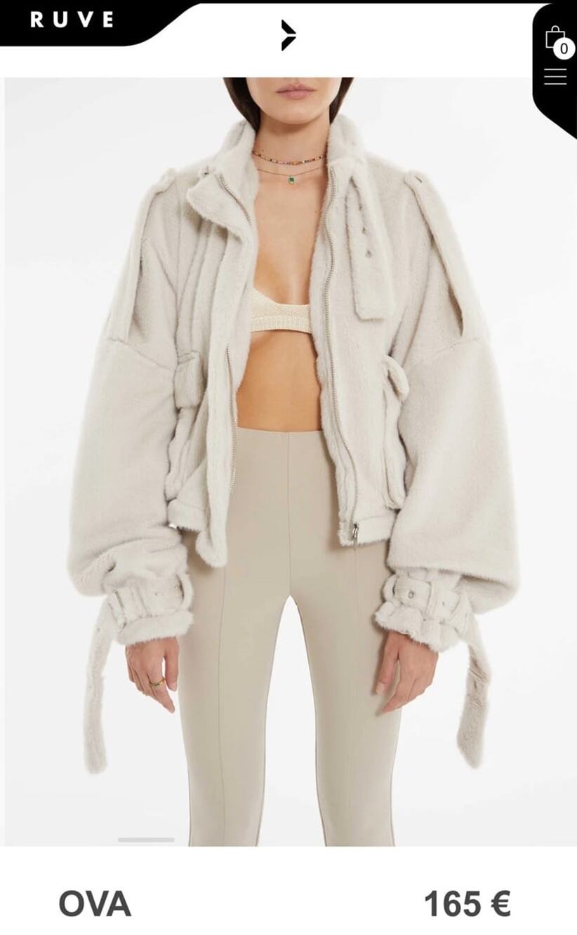 Ruve Ova Oversized Faux Fur Jacket Champagne Satin Lined Coat